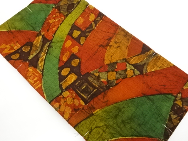 JAPANESE FUKURO OBI / UNUSED / TSUMUGI / ABSTRACT GEOMETRIC